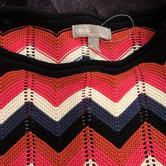 ASOS cropped US 14 striped zigzag sweater - Picture 2 of 4